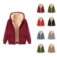 thumbnail image 1 of Women's Fleece Lined Zip Up Hoodie 2026 Winter Long Sleeve Trendy Basic Hooded Sweatshirt with Pockets Jacket Coat, 1 of 4