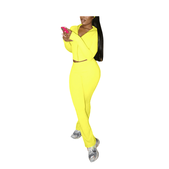 Women’s Fleece-Lined Zip-Up Hoodie and Flare Pants Set with Head Scarf, Fold-Over Waist Warm Two-Piece Outfit, Soft Casual Lounge Tracksuit for Fall & Winter