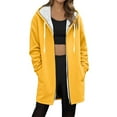 thumbnail image 1 of Women's Fleece Long Jackets Front Zip Hooded Drawstring Cardigan Thermal Casual Fall Winter Coat With Pockets (XL, Yellow), 1 of 5