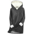 thumbnail image 1 of Women's Fleece Long Sleeve Hoodies Sherpa Lined Oversized Hooded Sweatshirts Winter Warm Thick Pullover Sweater (L, Dark Gray), 1 of 3
