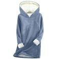 thumbnail image 1 of Women's Fleece Long Sleeve Hoodies Sherpa Lined Oversized Hooded Sweatshirts Winter Warm Thick Pullover Sweater (S, Blue), 1 of 3