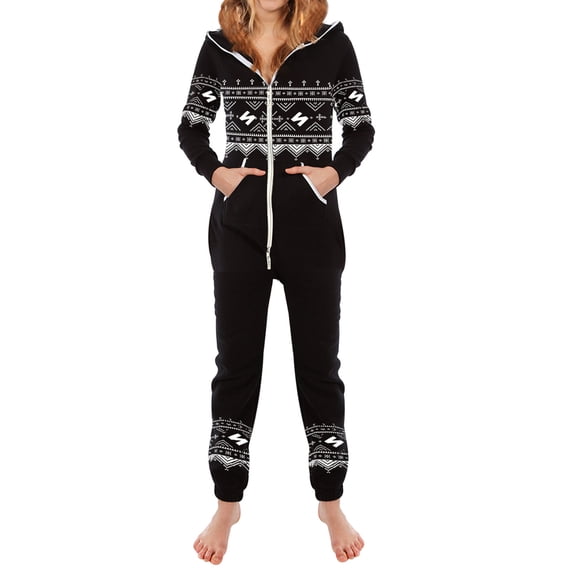 Women's Fleece Non-Footed One Piece Pajamas Sleepwear Adult Pajamas Ladies Union Bodysuit