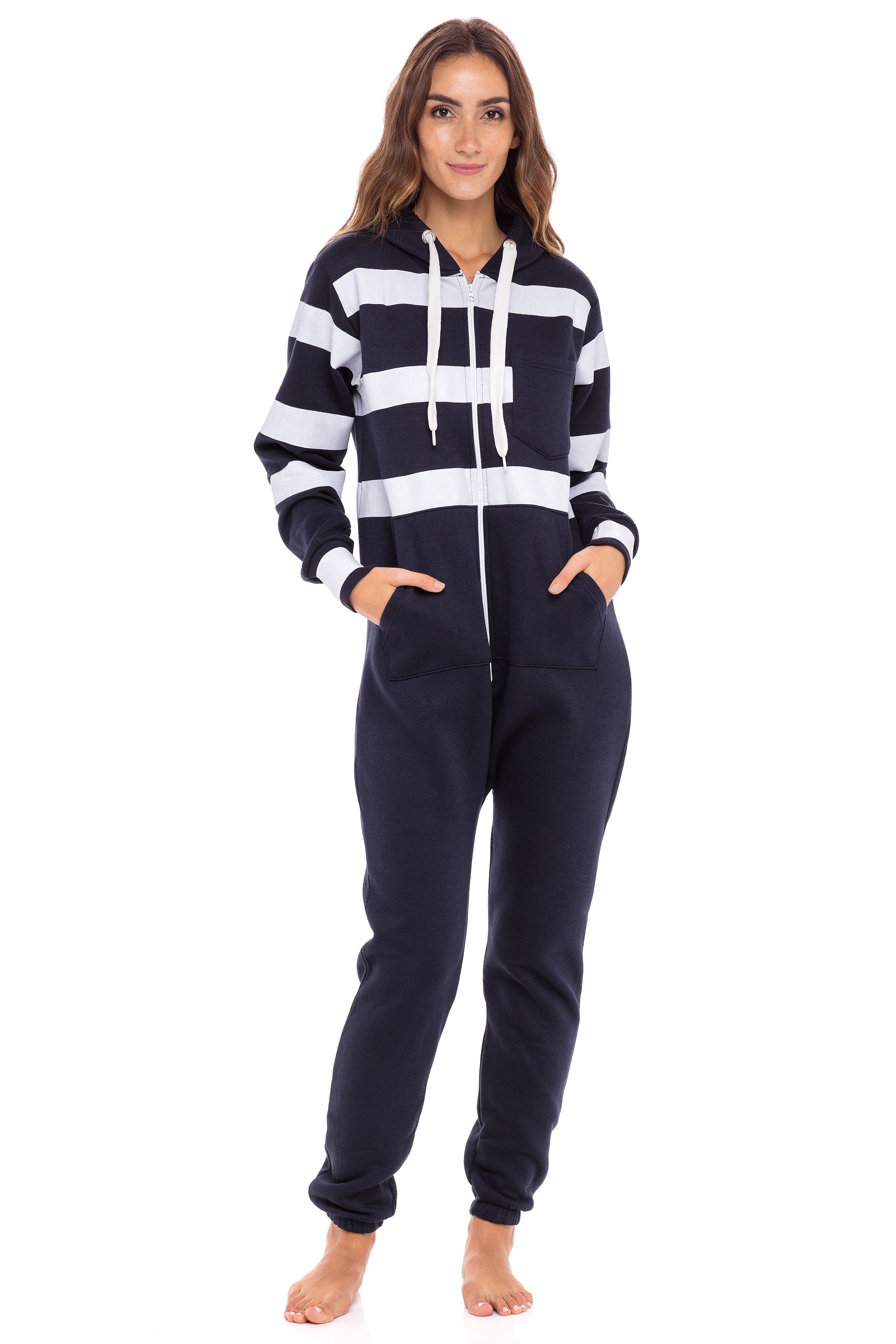 Women's Fleece NonFooted One Piece Pajamas Sleepwear Adult Pajamas