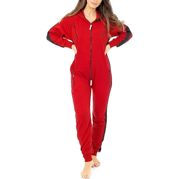 Women Plain Onesies – Fleece One-Piece Hooded Plain Onesie for Women, Zip-up Unisex Playsuit Jumpsuit Pajamas for Adults