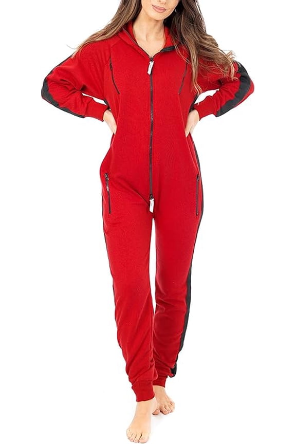 Women Plain Onesies – Fleece One-Piece Hooded Plain Onesie for Women, Zip-up Unisex Playsuit Jumpsuit Pajamas for Adults