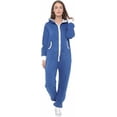 thumbnail image 1 of Women Plain Onesies – Fleece One-Piece Hooded Plain Onesie for Women, Zip-up Unisex Playsuit Jumpsuit Pajamas for Adults, 1 of 2