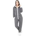 thumbnail image 1 of Women Plain Onesies – Fleece One-Piece Hooded Plain Onesie for Women, Zip-up Unisex Playsuit Jumpsuit Pajamas for Adults, 1 of 2