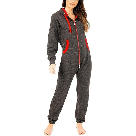 Women Plain Onesies – Fleece One-Piece Hooded Plain Onesie for Women, Zip-up Unisex Playsuit Jumpsuit Pajamas for Adults