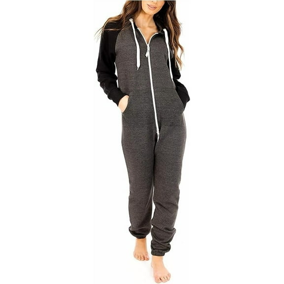 Women's Fleece Onesie Pajama – Zip-Up Hooded Jumpsuit Loungewear, Unisex One-Piece Sleepwear