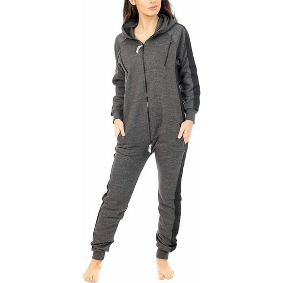 Women's Fleece Onesie Pajama – Zip-Up Hooded Jumpsuit Loungewear, Unisex One-Piece Sleepwear