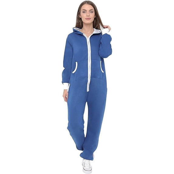 Women's Fleece Onesie Pajama – Zip-Up Hooded Jumpsuit Loungewear, Unisex One-Piece Sleepwear