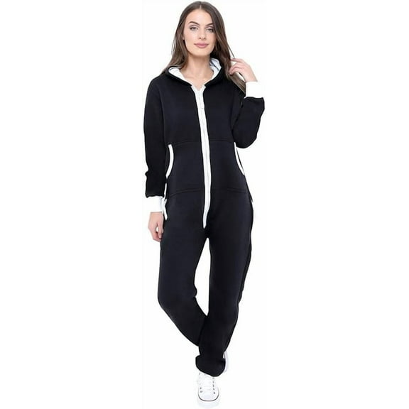 Women's Fleece Onesie Pajama – Zip-Up Hooded Jumpsuit Loungewear, Unisex One-Piece Sleepwear