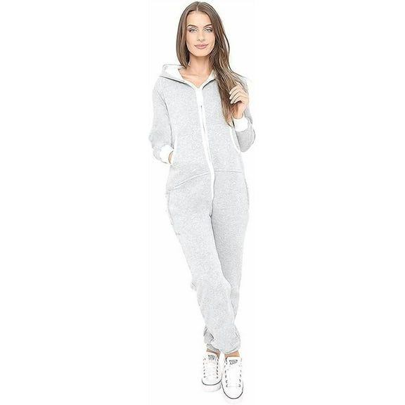 Women's Fleece Onesie Pajama – Zip-Up Hooded Jumpsuit Loungewear, Unisex One-Piece Sleepwear