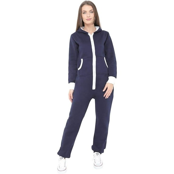 Women's Fleece Onesie Pajama – Zip-Up Hooded Jumpsuit Loungewear, Unisex One-Piece Sleepwear