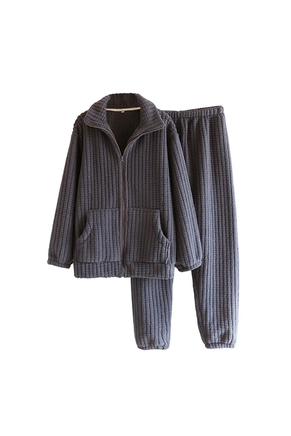 Women’s Fleece Pajama Set Zipper Jacket and Pants Warm Plush Loungewear Cozy Sleepwear 2 Piece Outfit Winter PJs