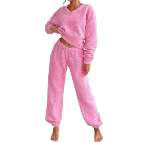 Women's Pajama Sets Long Sleeve Cozy Lounge Sleepwear and Pants 2 Piece Winter Outfits Set