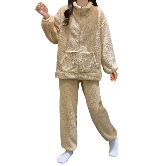 Women's Pajama Sets Long Sleeve Cozy Loungewear Pullover Pants Two Piece Winter Pajamas for Women Set