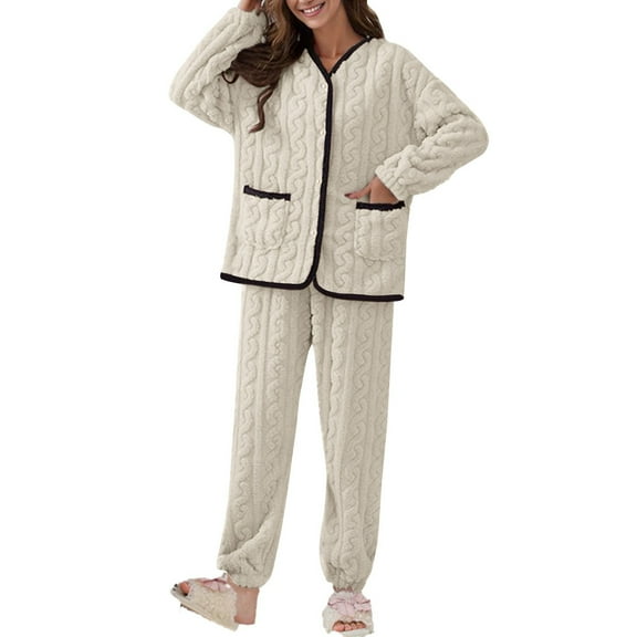 Women's Pajama Sets Long Sleeve Soft Cozy Loungewear Sleepwear Pullover Pants 2 Piece Warm Winter Lounge Sets for Women