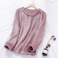 thumbnail image 1 of Women's Fleece Pajamas Tops Long Sleeve Thermal Pullover Winter Warm Crewneck Shirts Soft Fuzzy Loungewear New Pinky XL, 1 of 3