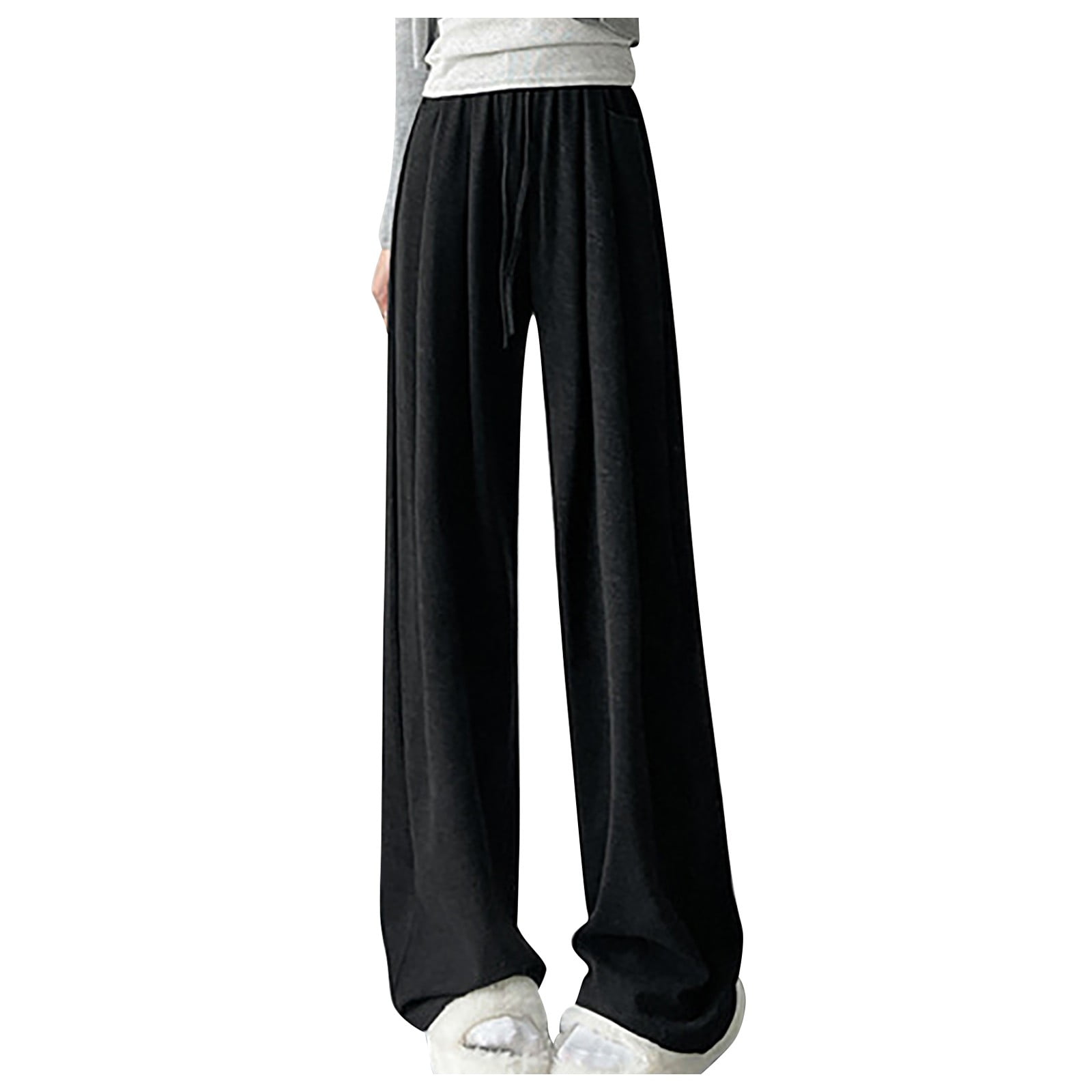 Women s Fleece Pants Petite Lounge Pants Womens High Waisted Pants Knit Pants Wide Leg Leggings for Women Women s Straight Leg Pants Women s Plush Pants with Drawstring Drape Tube Fitting Tube Pants W...