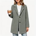 thumbnail image 1 of Women's Fleece Peacoat Plush Notch Lapel Collar Jacket Mid Length Winter Single Button Trench Outerwear, 1 of 4