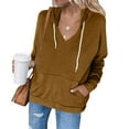 thumbnail image 1 of Women's Fleece Pullover Hoodie Casual Color Hooded Pocket Long Sleeve Comfort Under $10, 1 of 5