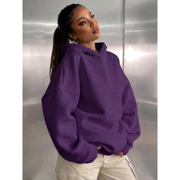 Women's Fleece Pullover Hoodie, Loose Fit Long Sleeve Casual Sweatshirt for Fall and Winter