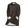 thumbnail image 1 of Women's Fleece Pullover Long Sleeve Half Zip Sweatshirt Warm Sherpa Lined Tops Winter Casual Loose Comfy Outerwear, 1 of 8