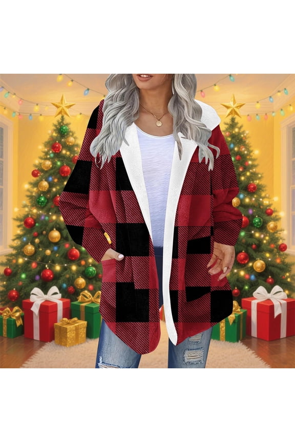 Women's Fleece Pullover, Printed Warm Sweatshirt with 3/4 Sleeve and Round Neck, Soft Polyester Material for Casual Daily and Home Wear