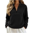 thumbnail image 1 of Women’s Fleece Pullover Sweatshirt, Quarter Zip Long Sleeve Tops with Stand Collar and Kangaroo Pocket, Soft Casual Fuzzy Fleece Shirts, Warm Lightweight Fall Winter Tops, 1 of 7