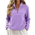 thumbnail image 1 of Women’s Fleece Pullover Sweatshirt, Quarter Zip Long Sleeve Tops with Stand Collar and Kangaroo Pocket, Soft Casual Fuzzy Fleece Shirts, Warm Lightweight Fall Winter Tops, 1 of 7