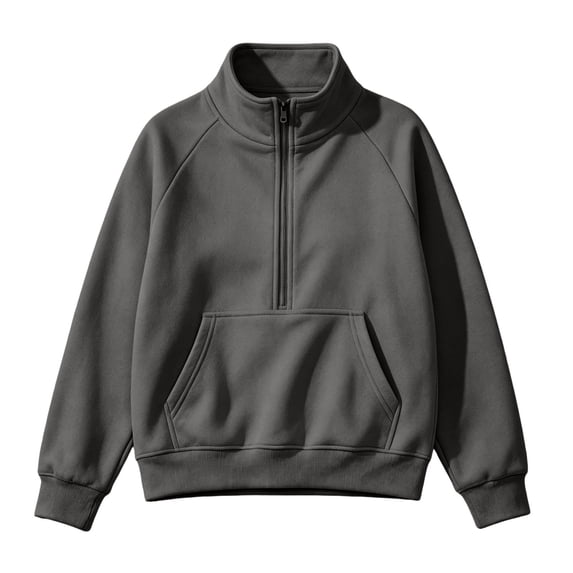 Women's Fleece Quarter Zip Sweatshirts Mock Neck Long Sleeve Pullover Tops Comfort Oversized Hoodies Casual Trendy Shirts clothes for women Dark Gray XXL
