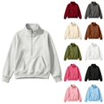 thumbnail image 1 of Women's Fleece Quarter Zip Sweatshirts Mock Neck Long Sleeve Pullover Tops Comfort Oversized Hoodies Casual Trendy Shirts sudaderas para mujer Light Ashy S, 1 of 7