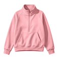 thumbnail image 1 of Women's Fleece Quarter Zip Sweatshirts Mock Neck Long Sleeve Pullover Tops Comfort Oversized Hoodies Casual Trendy Shirts sudaderas para mujer Pink L, 1 of 7