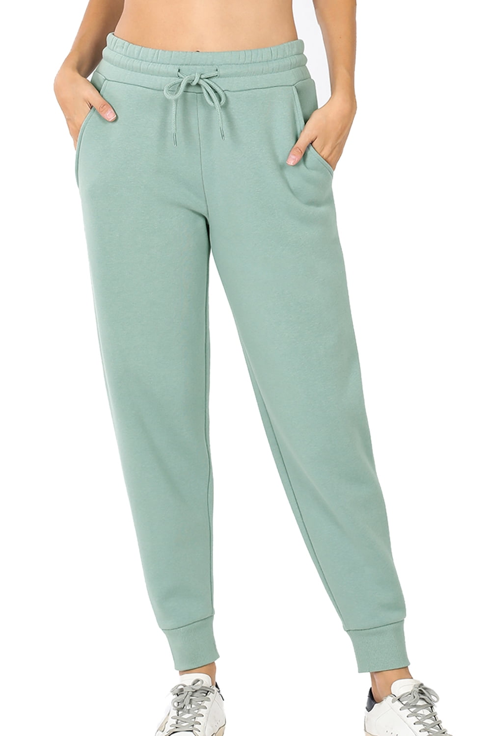 Women s Fleece Relax Fit Cropped Jogger Lounge Sweatpants Running Pants Fleece Light Green Large Walmart