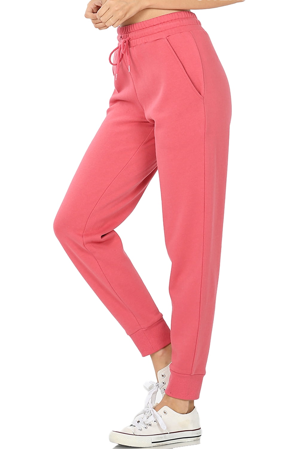Women's Fleece Relax Fit Cropped Jogger Lounge Sweatpants Running Pants  (Fleece Rose, X-Large)