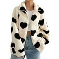 thumbnail image 1 of Women's Fleece Sherpa Jacket Heart Print Full Zip Loose Winter Warm Coat Valentine's Day Gifts Winter Outerwear Shermie, 1 of 4