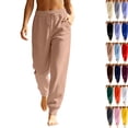 thumbnail image 1 of Women's Fleece Sweatpants Winter High Waisted Joggers Athletic Pants Casual Fall Drawstring Trousers with Pockets,Camel XL, 1 of 8