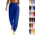 thumbnail image 1 of Women's Fleece Sweatpants Winter High Waisted Joggers Athletic Pants Casual Fall Drawstring Trousers with Pockets,Royal Blue 3XL, 1 of 8