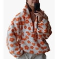 thumbnail image 1 of Women's Fleece Sweatshirt Fall Cute Floral Faux Fur Pullover Casual Zip Up Winter Sherpa Jacket, 1 of 4