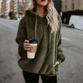 thumbnail image 1 of Women's Fleece Sweatshirts Casual Double Fuzzy Fluffy Hoodie Warm Stylish 1/4 Zip Pullover, 1 of 4
