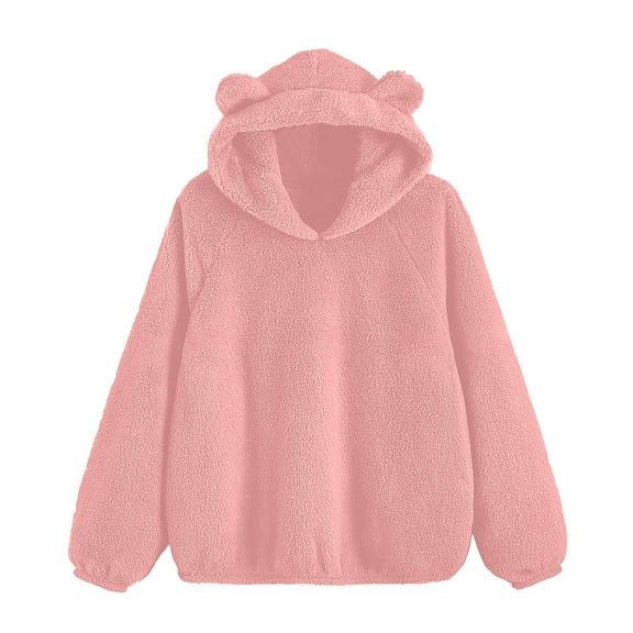 Women's Fleece Sweatshirts Hooded Pullover Sweater Pajamas Top Hoodies Winter Long Sleeve Soft Warm Velvet Coat Casual Loungewear with Pockets
