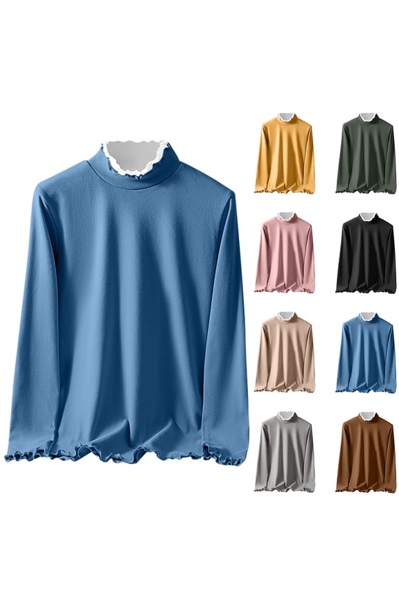 Women's Fleece Thermal Long Sleeve Round Neck Base Layer Shirt Top for Winter Hiking Camping Skiing Snowboarding Cold Weather Outdoor Apparel | Ihhxva,Black L