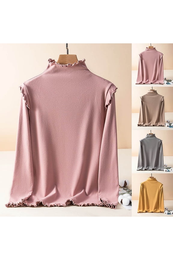 Women's Fleece Thermal Long Sleeve Round Neck Base Layer Shirt Top for Winter Hiking Camping Skiing Snowboarding Cold Weather Outdoor Apparel | Ihhxva,Yellow L