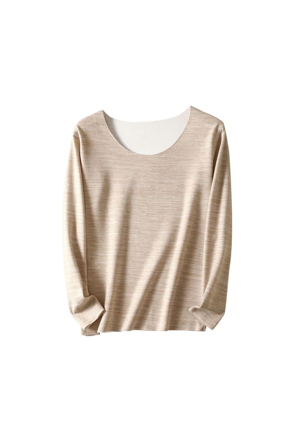 Women's Fleece Thermal Long Sleeve Round Neck Base Layer Top Shirt for Warmth