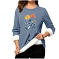 thumbnail image 1 of Women's Fleece Thermal Shirts Crewneck Pullover Tops 2025 Winter Warm Sherpa Lined Sweatshirts Cute Floral Graphic Base Shirt Long Sleeve Casual Cozy Loungewear Cold Weather Clothes for Leggings, 1 of 4