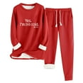 thumbnail image 1 of Women's Fleece Tracksuit Set Winter Warm Plush Loungewear Casual Long Sleeve Round Neck Top and Pants Outfit with Pockets S-XXL, 1 of 2