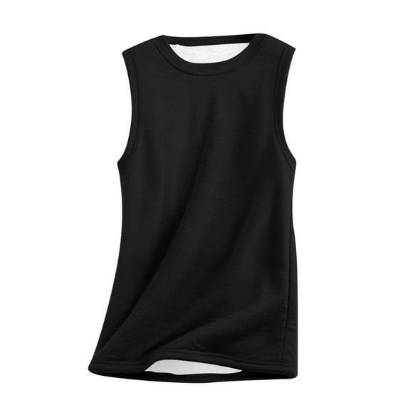 Women's Fleece Vest Fall Loose Sleeveless Round Neck Thickened Lambhair (Black M)