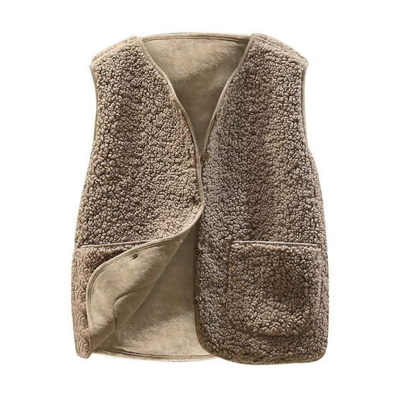 Women's Fleece Vests Button Warm Sleeveless Coat Vest Fall Fuzzy Lightweight Jackets Winter Soft Outerwear with Pockets Sweater Vest Work Womens Casual Oversized Warm Button Down Vest Jacket