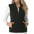 thumbnail image 1 of Women's Fleece Vests, Soft Fuzzy Classic Fitting Sleeveless Zip up Gilet with Pockets Plus Size Warm Waistcoat Black XXL, 1 of 5